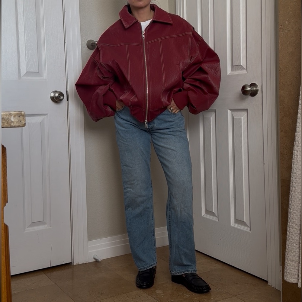 The Room Women's Burgundy Bomber Jacket